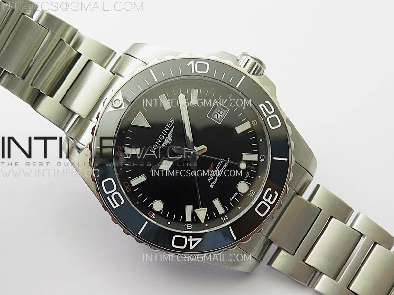 Hydroconquest L3.790.4 43mm SS Black Ceramic Bezel ETC 1:1 Best Edition Black Dial on SS Bracelet A2836
